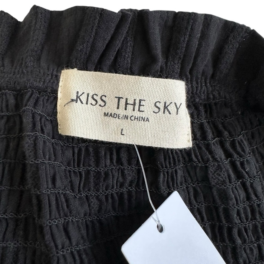 Urban Outfitters Kiss The Sky Bardot Off-The-Shoulder Midi Dress Sz Large Black - Picture 9 of 10
